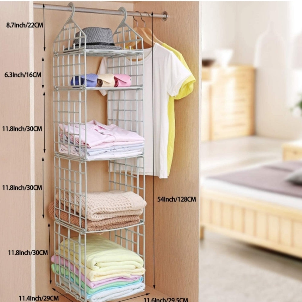 5 Layer Plastic Folding Clothes Wardrobe Shelves - Hanging Organizer Storage Holders and Racks