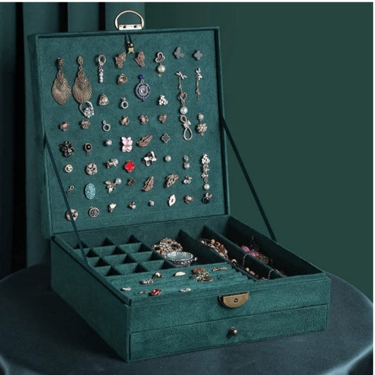 Advanced Velvet Jewellery Box with 3 Layer Lockable Drawer