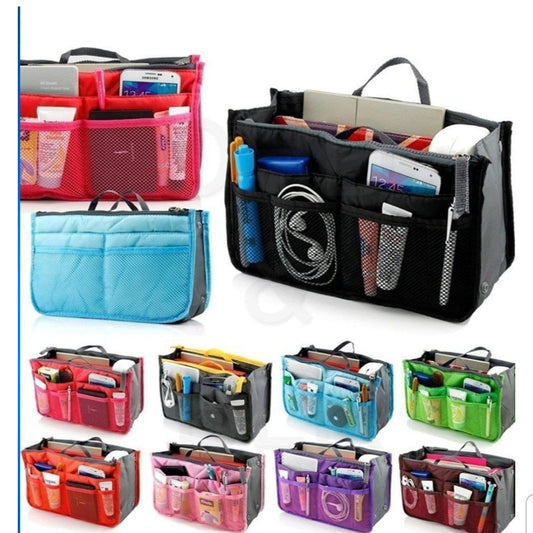 Women Nylon portable purse switcher Hand Bag Organiser- Multiple Pockets to classify and store toiletries and cosmetic