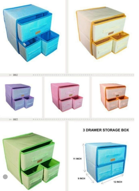 Wardrobe Storage Organiser with 3 compartments - Multipurpose- Random Colors