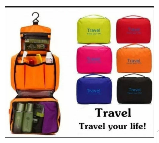 Travel Polyester Cosmetic Makeup Pouch with Multi Pockets Toiletry Bag