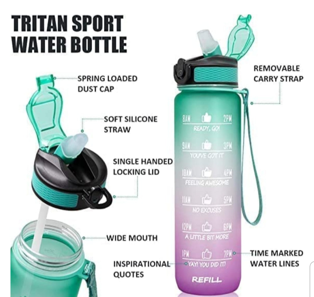 1 Litre Motivational Water Bottle with Time Marker