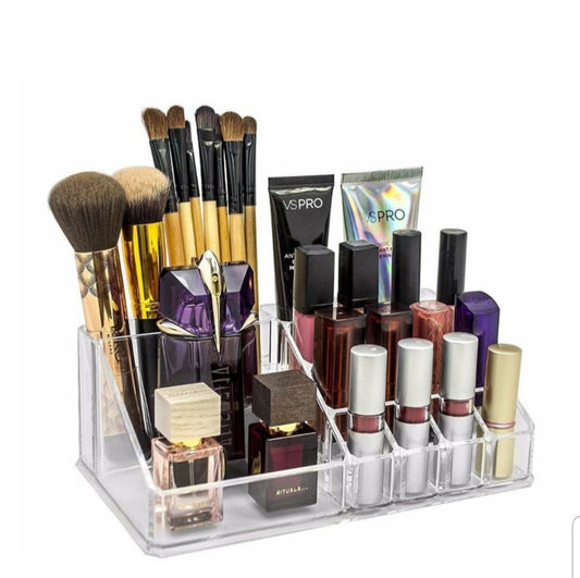 Acrylic Cosmetic Organiser for Lipstick Nail Paint/ Polish Holder , Makeup kit- 16 Grid