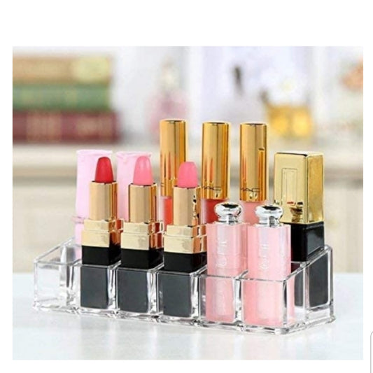 Acrylic Makeup Organiser for Lipstick Nail Paint/ Polish Holder - 12 case