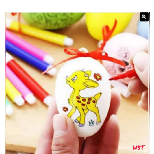 Handmade Craft Cartoon Painted Eggshell- For Kids -with one egg and 4 Sketch Pen (Set of 2)