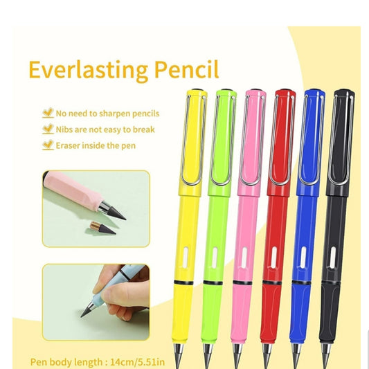 2 Pcs Everlasting Inkless Pencils Portable and Reusable with Eraser
