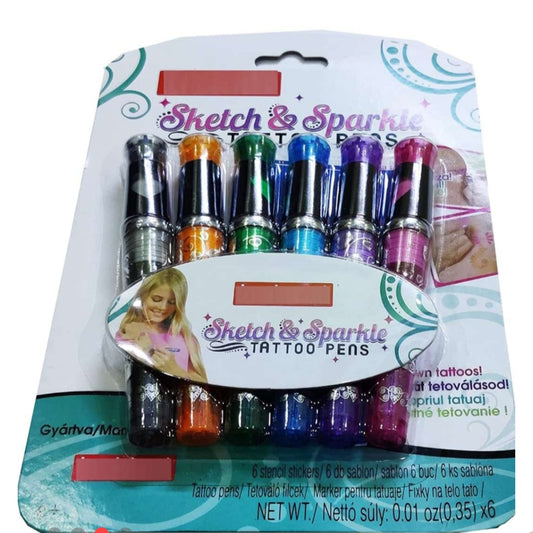 Sketch and Sparkle Tattoo Pens activity toy set with Stencils