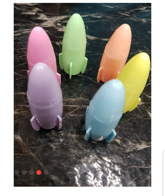 Cute Rocket Shaped Highlighter Pens for Kids - 6 Colors/Set