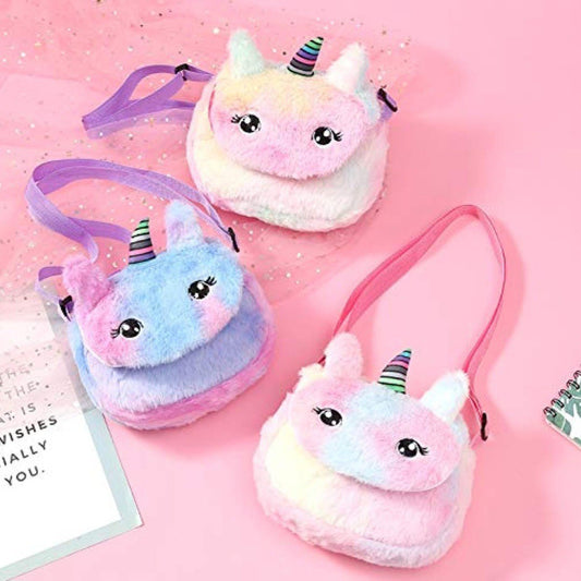 Fur Canvas Soft Unicorn/ Cartoon Sling/Shoulder/ Crossbody bag -Used to store small items, accesories