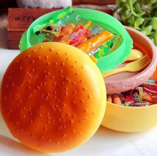 Burger Shape Leak Proof Lunch Box with 3 Layer Compartment