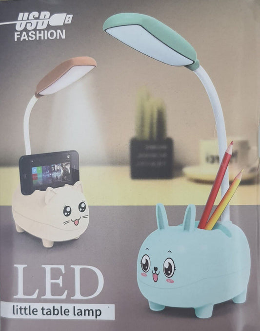 USB Charging Table Lamp with Stationary Container and Mobile Phone Holder