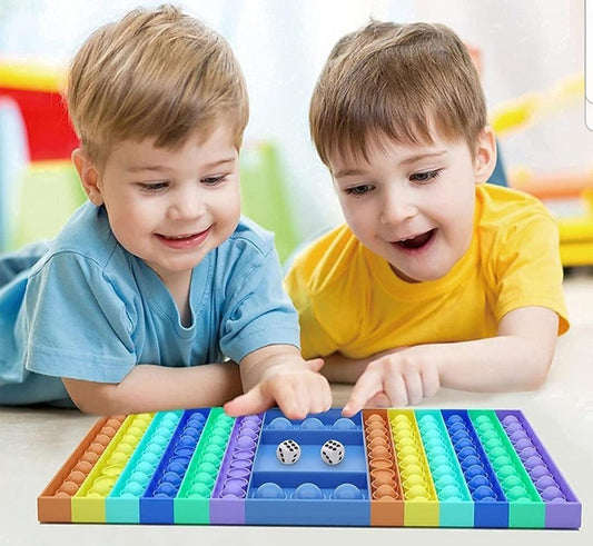 Silicone Push Pop Ludo Board Game - Bubble Popper Fidget Sensory Toy for Kids & Adults