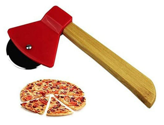Axe Shaped Pizza Cutter with Bamboo Handle