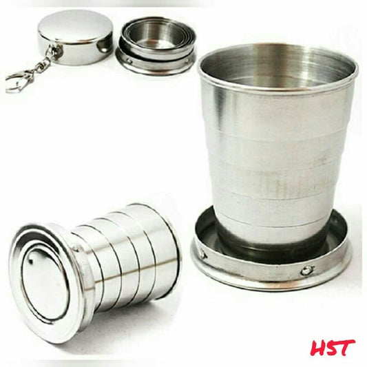 Stainless Steel Foldable Collapsible Glass with KeyChain