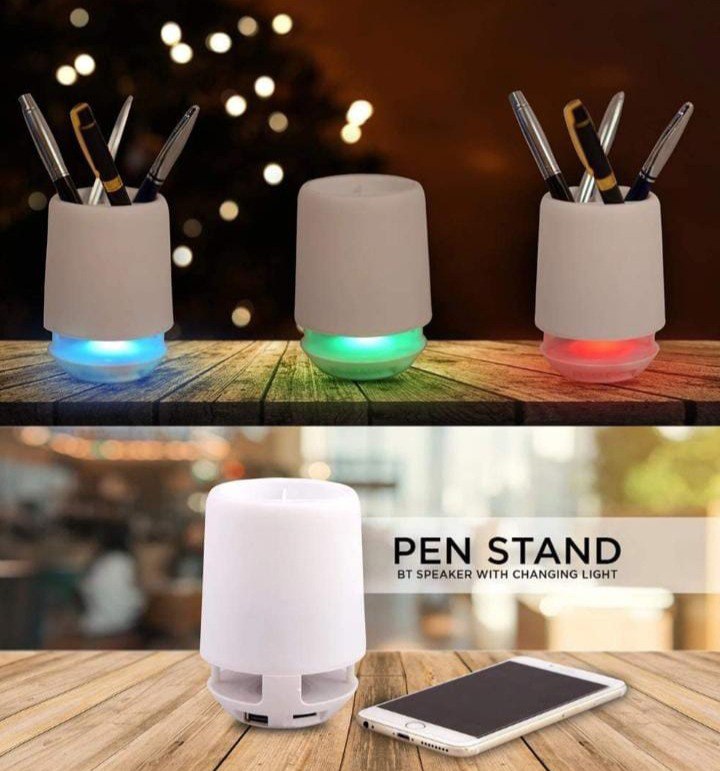Wireless Bluetooth Speaker with Changing LED Light and Pen Stand