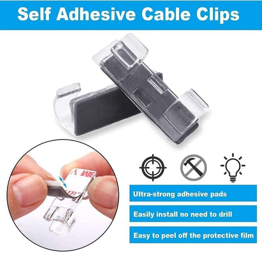 20 Pcs Desktop Cable Organiser with Strong Adhesive Tape - Cable Manager, Wire Manager, Wire Clamp for Wall - Multipurpose