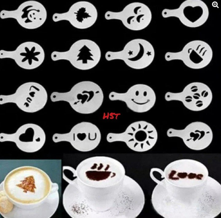 Resusable Creative Design Coffee Stencil