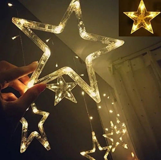 Star Curtain Lights - Pixel LED - Warm White - 6 Big & 6 Small Stars