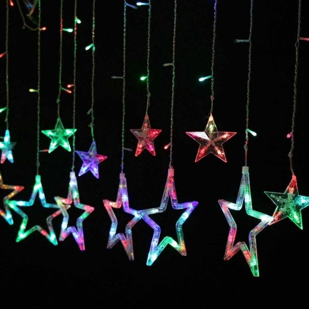 Multi-Coloured Star Curtain Lights