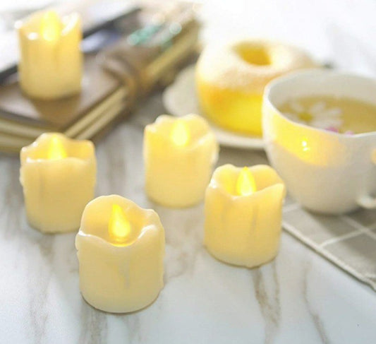 Realistic Wax Dripped Flameless Warm White LED Small Pillar Candle Lights - Battery Operated