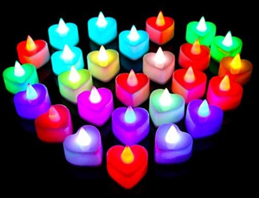 24 Pack LED Heart Shape Tea Lights, Flameless Tealight Candles with Batteries