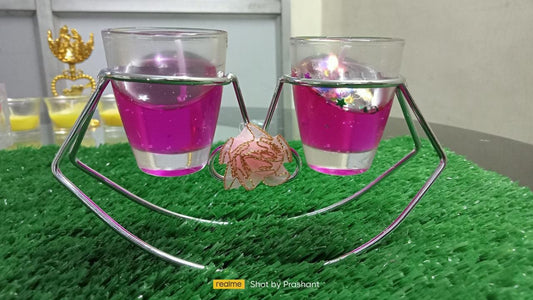 Glass Tea Holder with Gel Candle & Decorative Stand