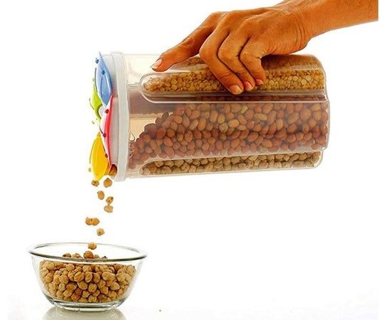 Flower 4 Sections Air Tight Plastic Food, Grain & Cereals Dispenser Jar Set