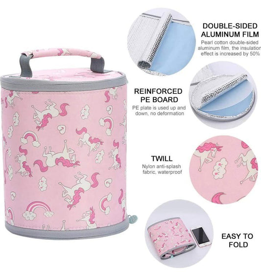 Round Shape Fully Insulated Thermal Cooler Travel Cooler Lunch Bag