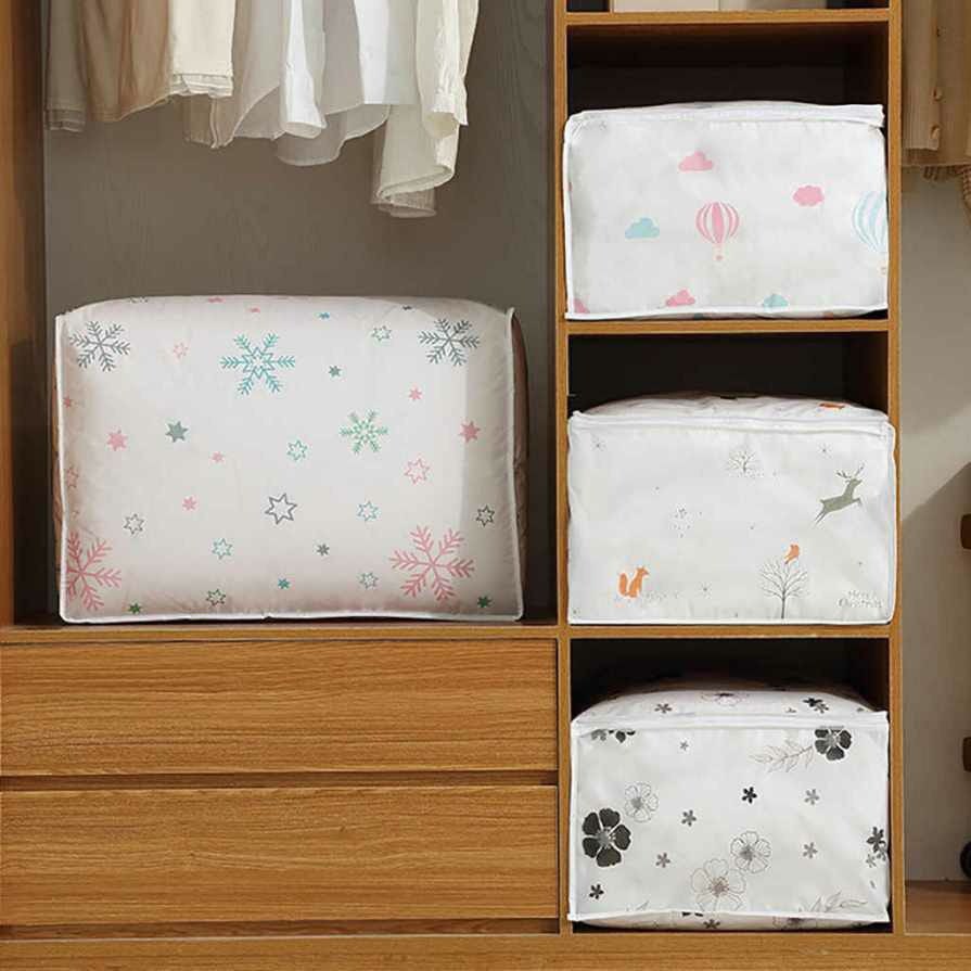 Rectangular Quilts Storage Bag Portable Clothing-  Flowers Design - Random Prints - Big Size Dimensions :  (70x 50 x 25 cms)