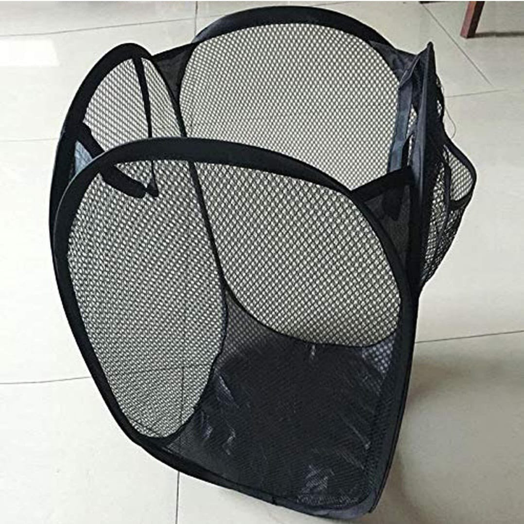 Multicolor Nylon Mesh Popup Laundry Basket- Foldable, Collapsible & Portable-  For Dirty Clothes, kids room, Dormitory and Travel - Best Quality- Random Color Size Big