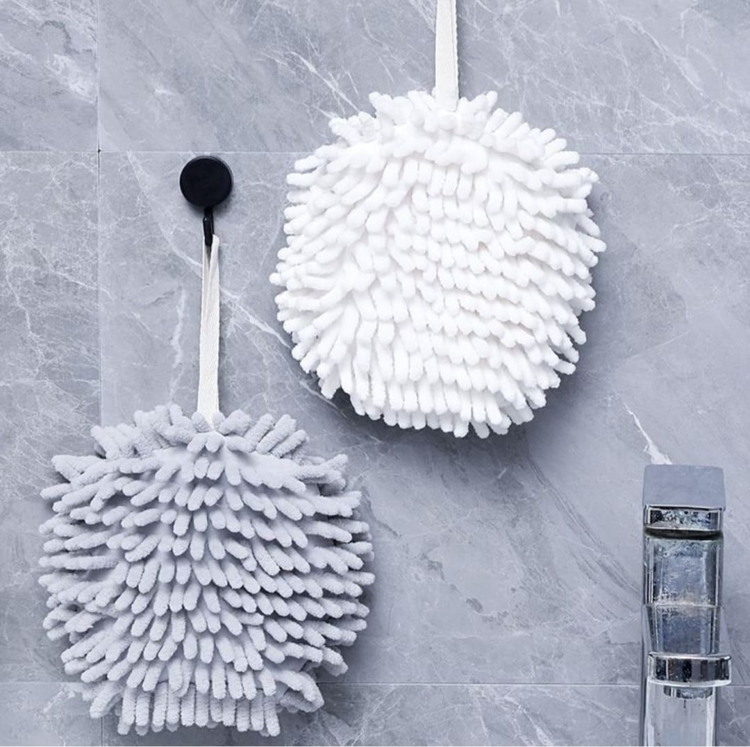 Soft Absorbent Microfiber Ball Hanging Hand Wipe/Towel* - Cleaning Cloth for Bathroom Kitchen
