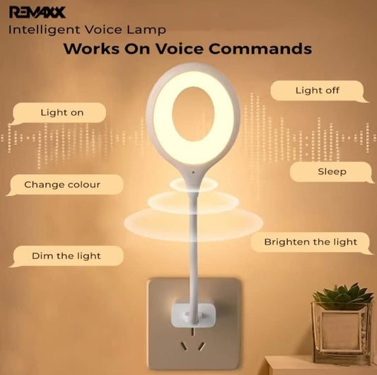 Intelligent Voice Control USB Lamp with 3 Color LED Light | 360˚ Adjustable | Brightness Control | No Bluetooth, No Network Required | Suitable for Book Reading, Work & night Lamp