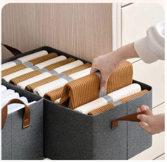Smaller Size - Best Heavy Quality - Canvas Clothes Organiser Storage Box for Wardrobe - Best Storage Utility Item (Size : 40×23×19 cms)