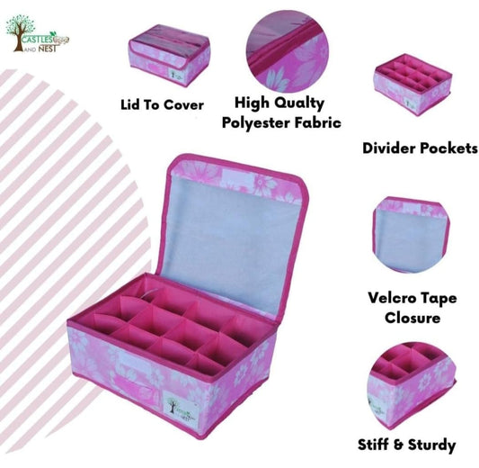 12 Grid Multi Compartment Cell Foldable Storage BOX  - for Socks, Bra, Panty, Tie , Scarf etc