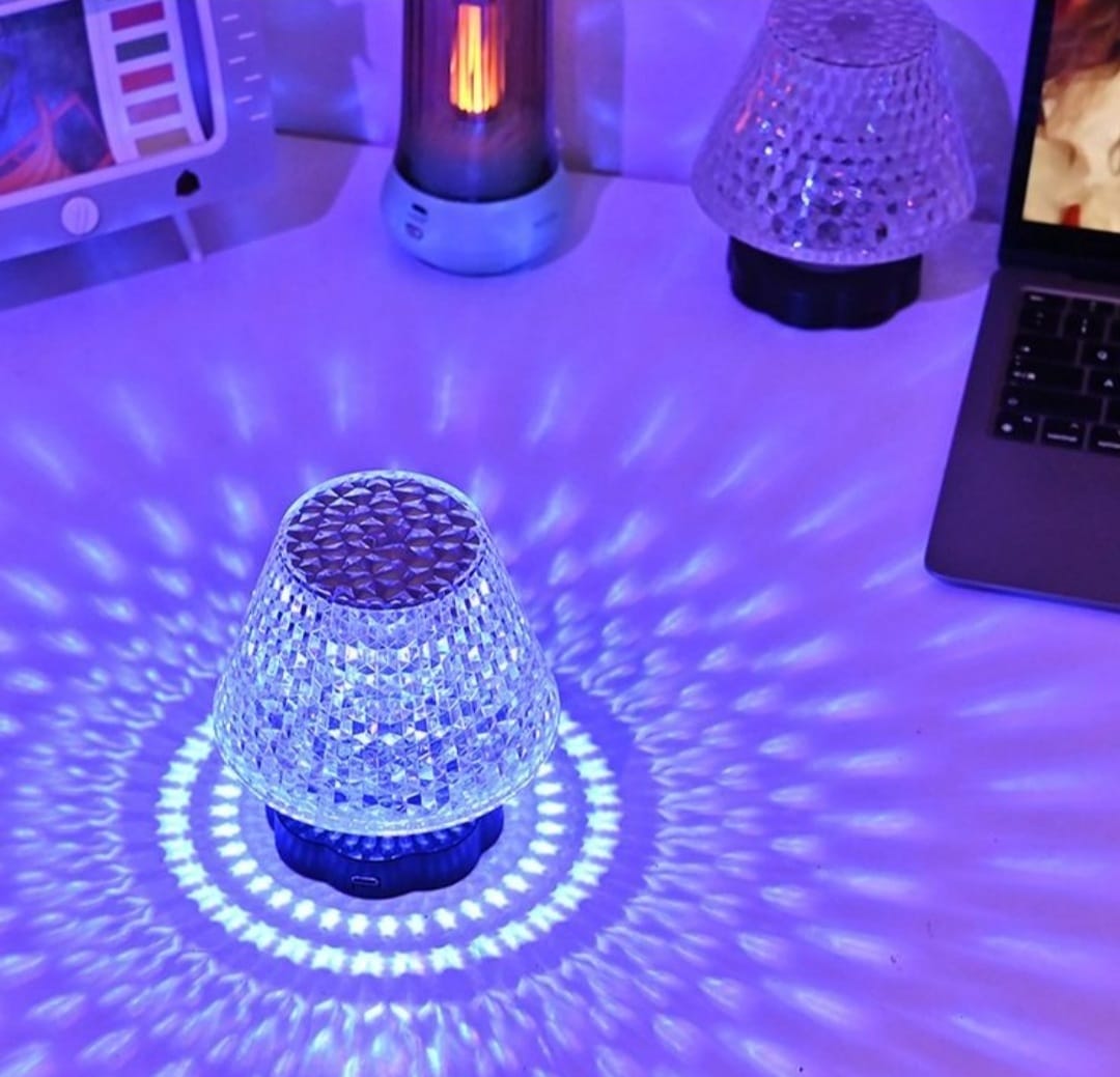 Crystal Lotus Diamond Acrylic LED RGB 16 Colors - USB Remote and Torch Control Desk Lamp