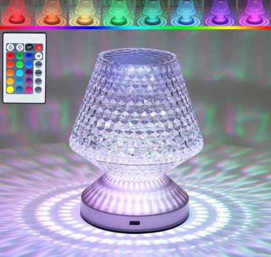 Crystal Lotus Diamond Acrylic LED RGB 16 Colors - USB Remote and Torch Control Desk Lamp