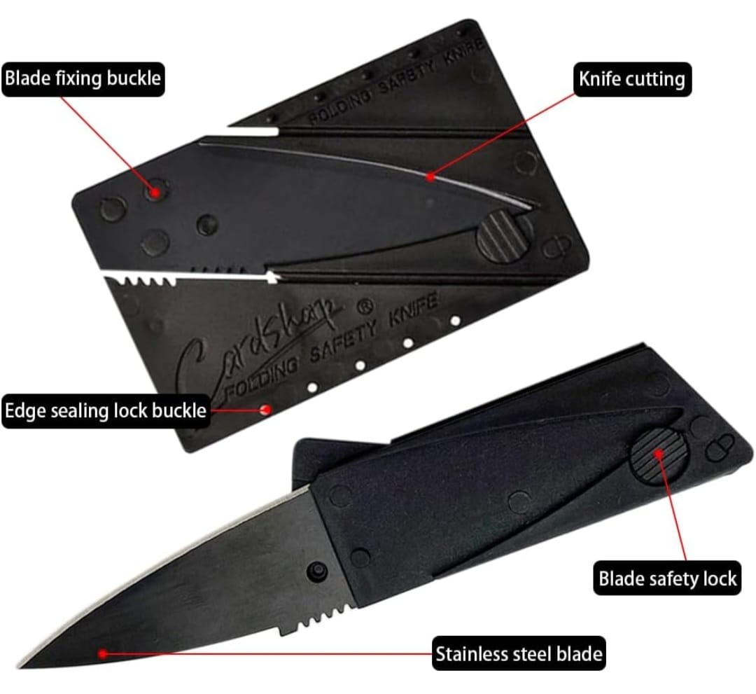 Folding Portable Card Sized Pocket Cutter - Self Defence Tool Box Cutter -