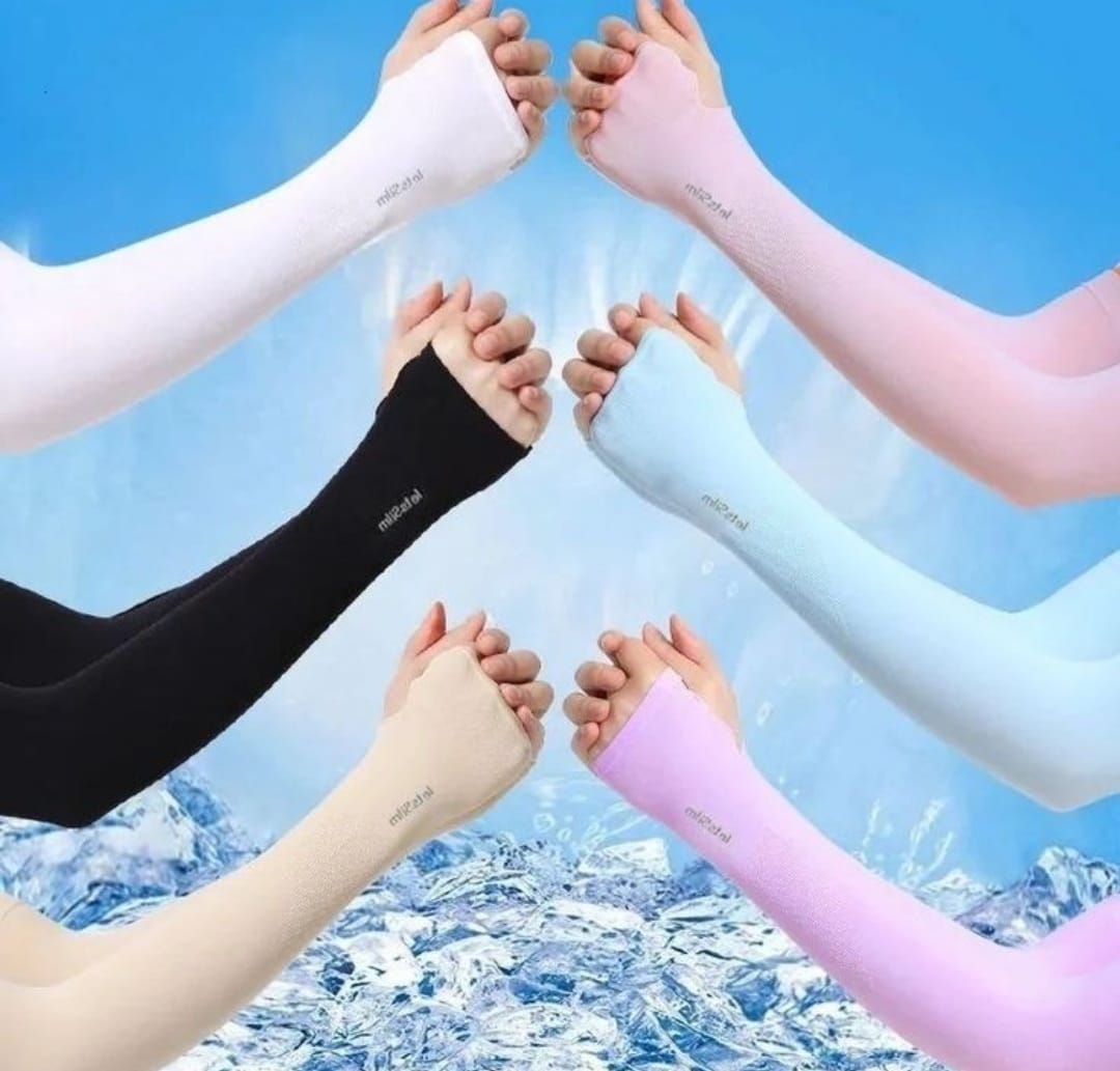 Unisex Full Arm Fingerless Sleeves Gloves for UV, Dust, Summer, UV Sun Protection Arm Sleeves for Men & Women - Protection Arm Sleeves - Random Color