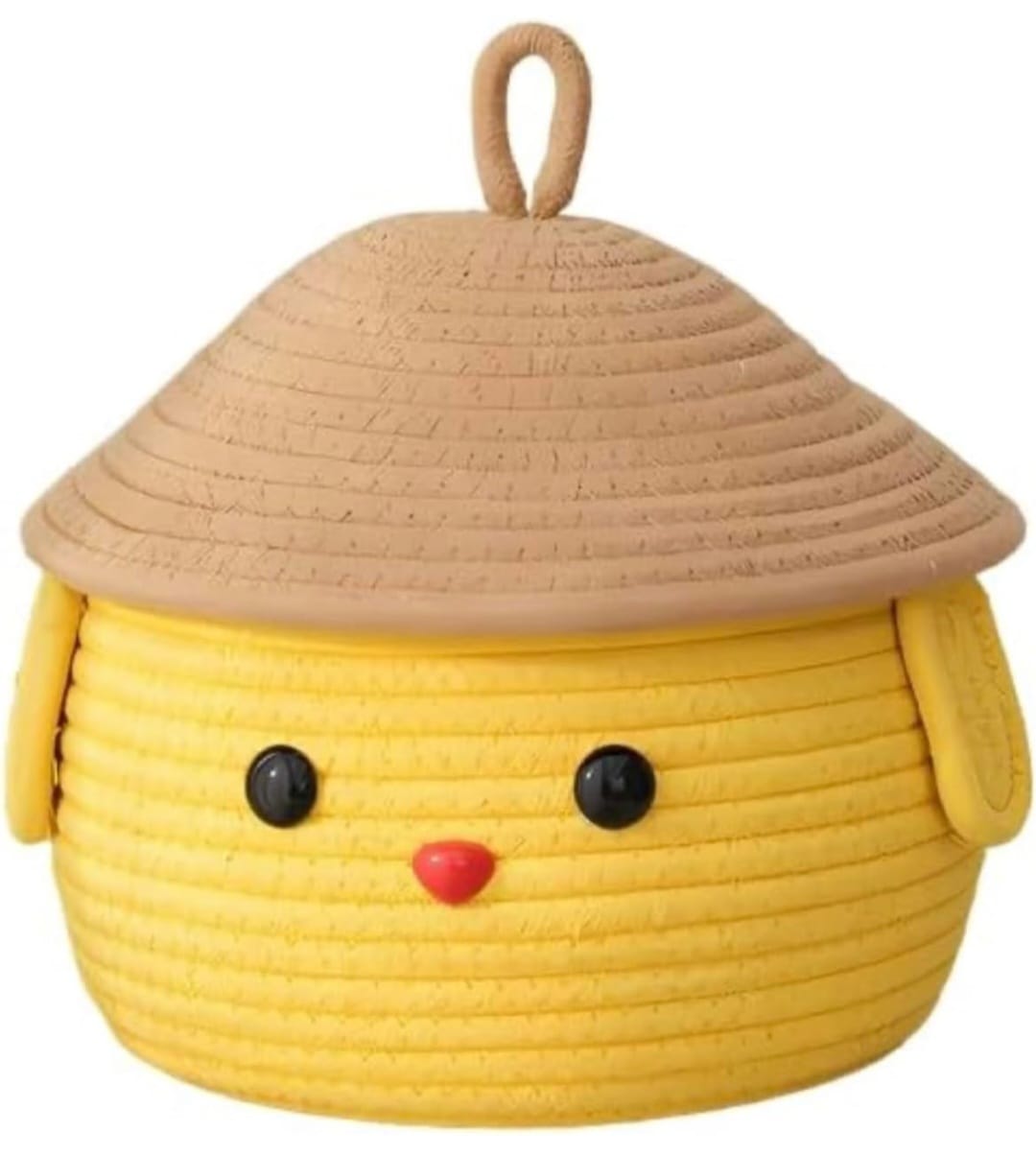 Round Woven Handcrafted Jute Cartoon Basket Organizer* for Kids, Toys, Laundry, baby clothes, hamper, Wardrobe, Plants etc - Best for Kids