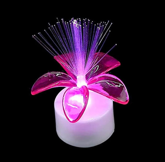 12138 - Fiber Optic Flower Tea Light Candles - 3 Inch Light Up Candle - Multi Shining Effect
