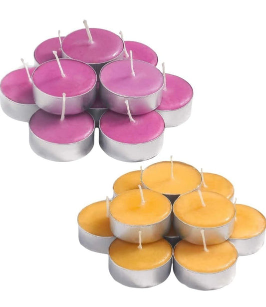 12014 - Scented Tealight Candles - Organic Luxury Aroma Upto 3 Hours, Smokeless & Dripless Soy Wax Diya - ( Pack of 24 Tea Light Candles)