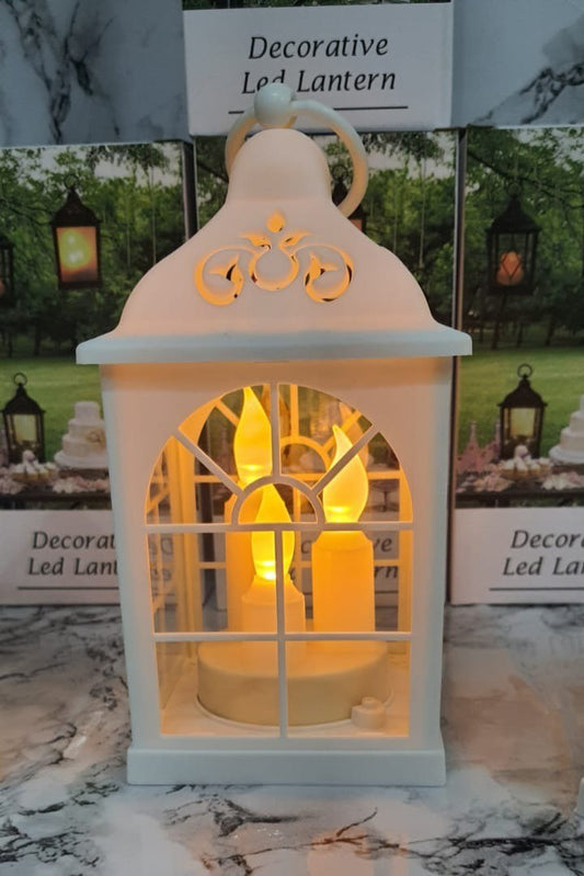 12053 - Acrylic Decorative LED Lantern Lamp with 3 Candles - Best For Home, Wedding, Dinner, Garden, Courtyard, Camping, Beach or Festivals - (Requires 3 AAA Batteries) - Best Imported Quality (Dimension : 8×4.5×4.5 inches)