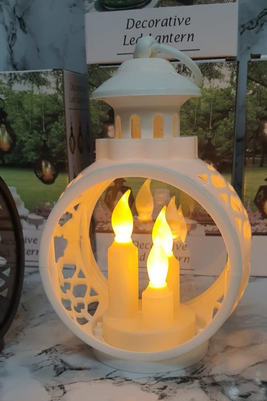 12046 - Acrylic Decorative LED Lantern Lamp with Piller Candle - Best For Home, Wedding, Dinner, Garden, Courtyard, Camping, Beach or Festivals - (Requires 3 AAA Batteries)