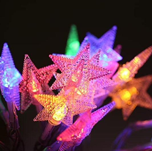 14 LEDs Multicolor - Silicone Star Fairy String Lights - 4 Mtrs