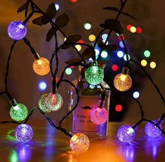 16 LEDs Multicolor Crystal Ball Fairy String Lights - with 8 Modes of Operation