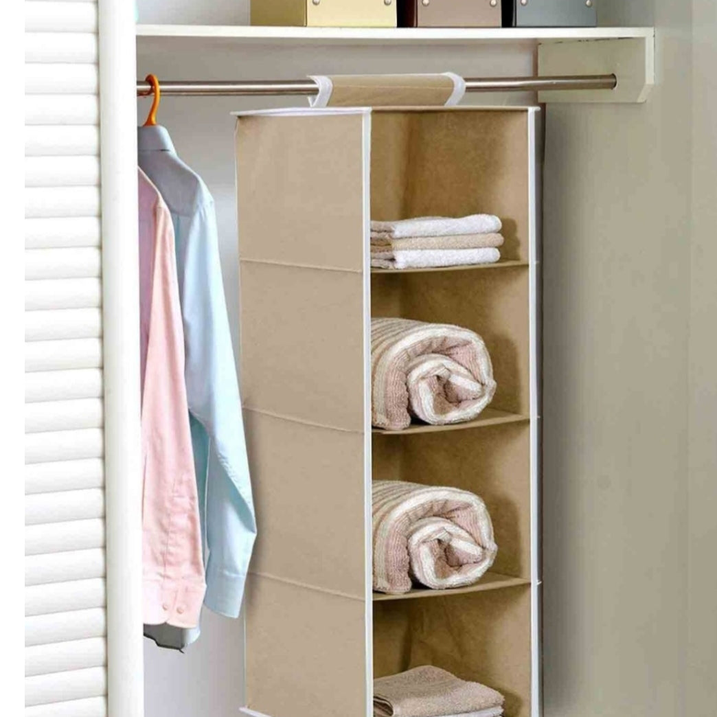 6 Shelf Closet Foldable Hanging Non-Woven Clothes Organiser