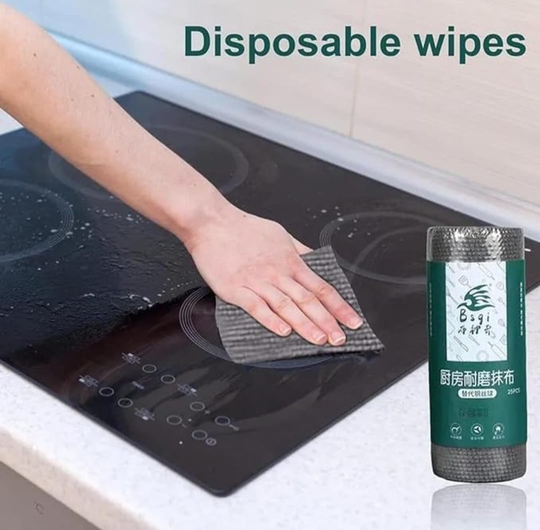Kitchen Cleaning Wipes & Towel - Durable Resistant Kitchen Scrub for Kitchen Utensils, Washing Dishes (25 Pcs)