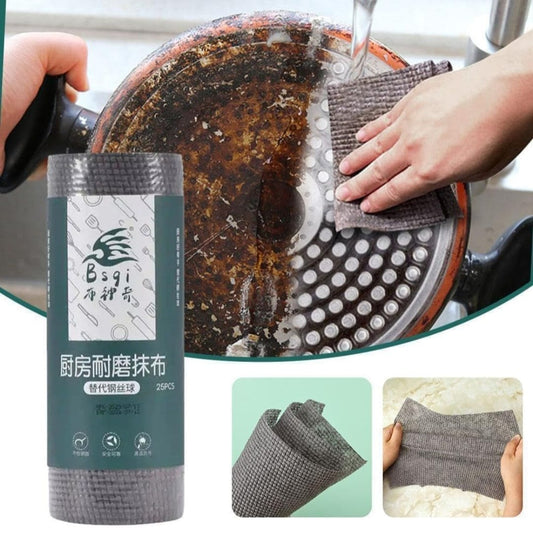 Kitchen Cleaning Wipes & Towel - Durable Resistant Kitchen Scrub for Kitchen Utensils, Washing Dishes (25 Pcs)